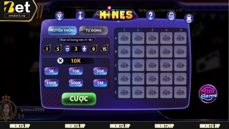 Mines là một trò chơi đổi thưởng giống với dò mìn